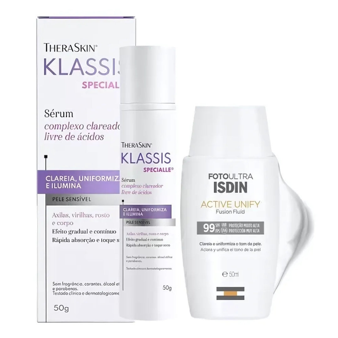 Klassis Specialle Lightening Treatment + Active Unify Fusion Fluid SPF99 Isdin