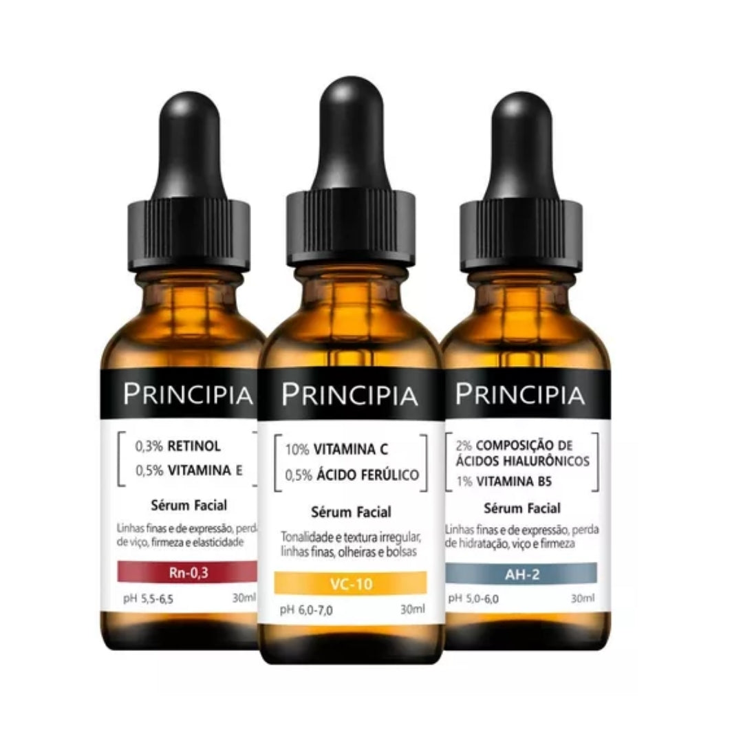 Facial Serum Vitamin C + Retinol + Hyaluronic Skin Care Kit Principia