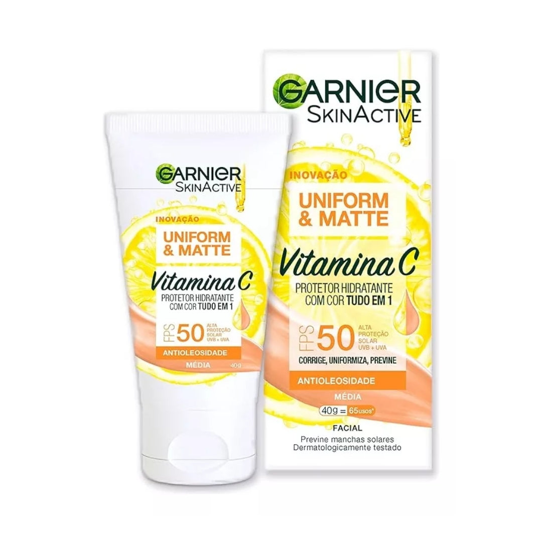 Sunscreen SPF50 Uniform Matte Medium Color Skin Care Protection 40g Garnier