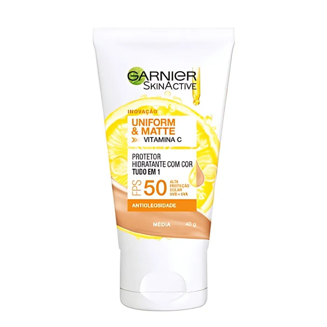 Sunscreen SPF50 Uniform Matte Medium Color Skin Care Protection 40g Garnier