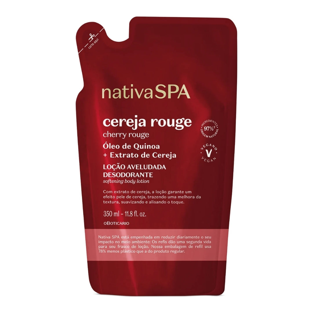 Nativa Spa Refill Velvety Lotion Cherry Rouge Body Skin Care 350ml O Boticário