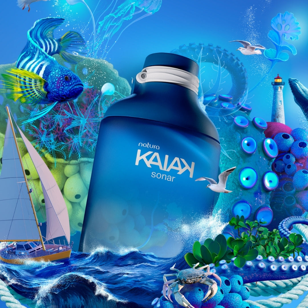 Kaiak Sonar Male Deo Cologne Body Fresh Woody Fragance 100ml Natura