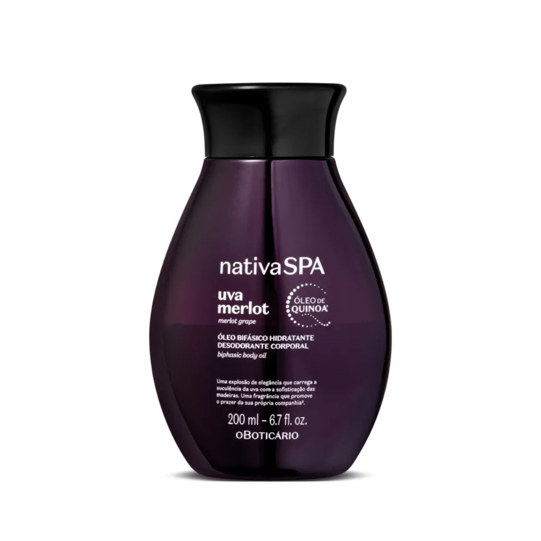 Nativa Spa Merlot Grape Biphasic Moisturizing Deodorant Oil 200ml O Boticário