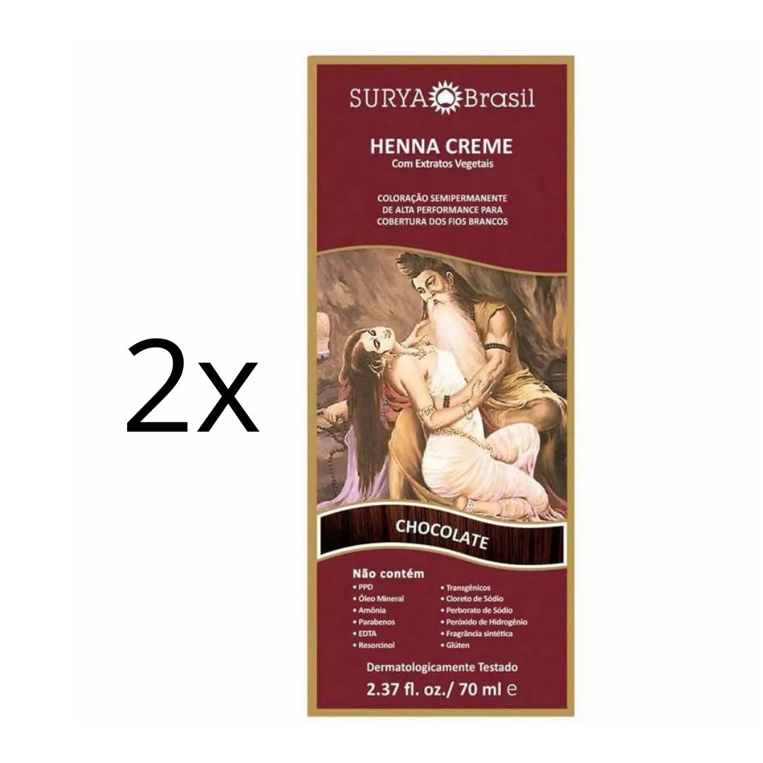 Lot of 2 Brasil Henna Cream Chocolate Brown Hair Toner Color Toning 70ml Surya