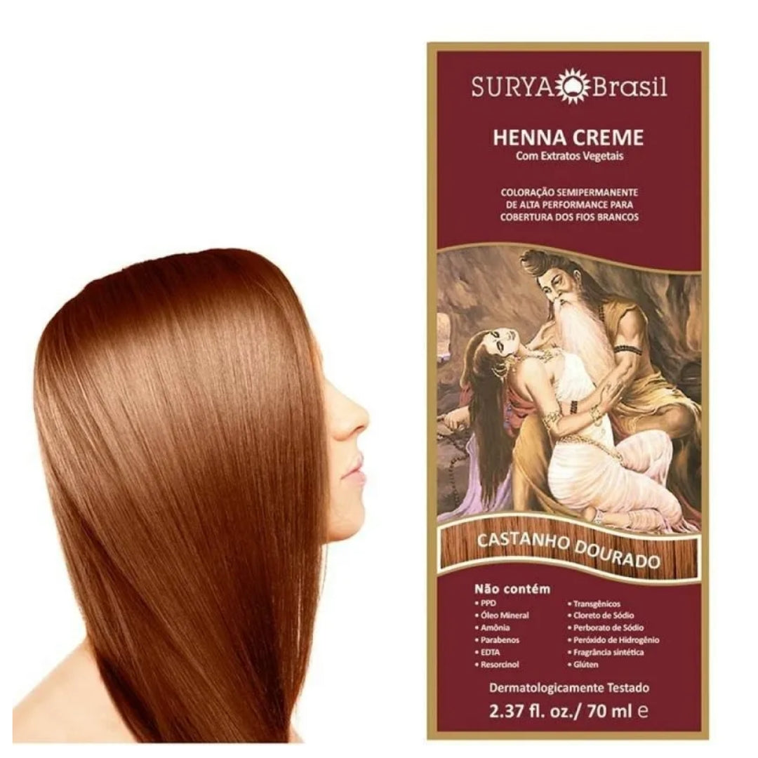 Lot of 2 Brasil Henna Cream Golden Brown Hair Toner Color Toning 70ml Surya