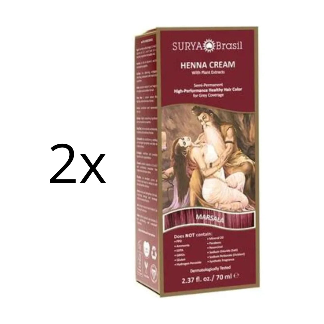 Lot of 2 Brasil Henna Cream Marsala Red Hair Toner Color Toning 70ml Surya