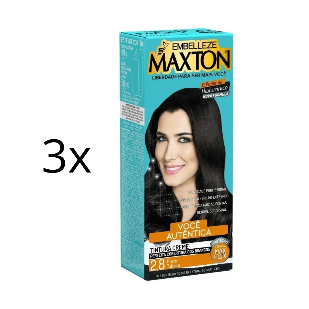 Lot of 3 Cream Dye 2.8 Black Tobbaco Hair Color Toning Tint 50g Maxton