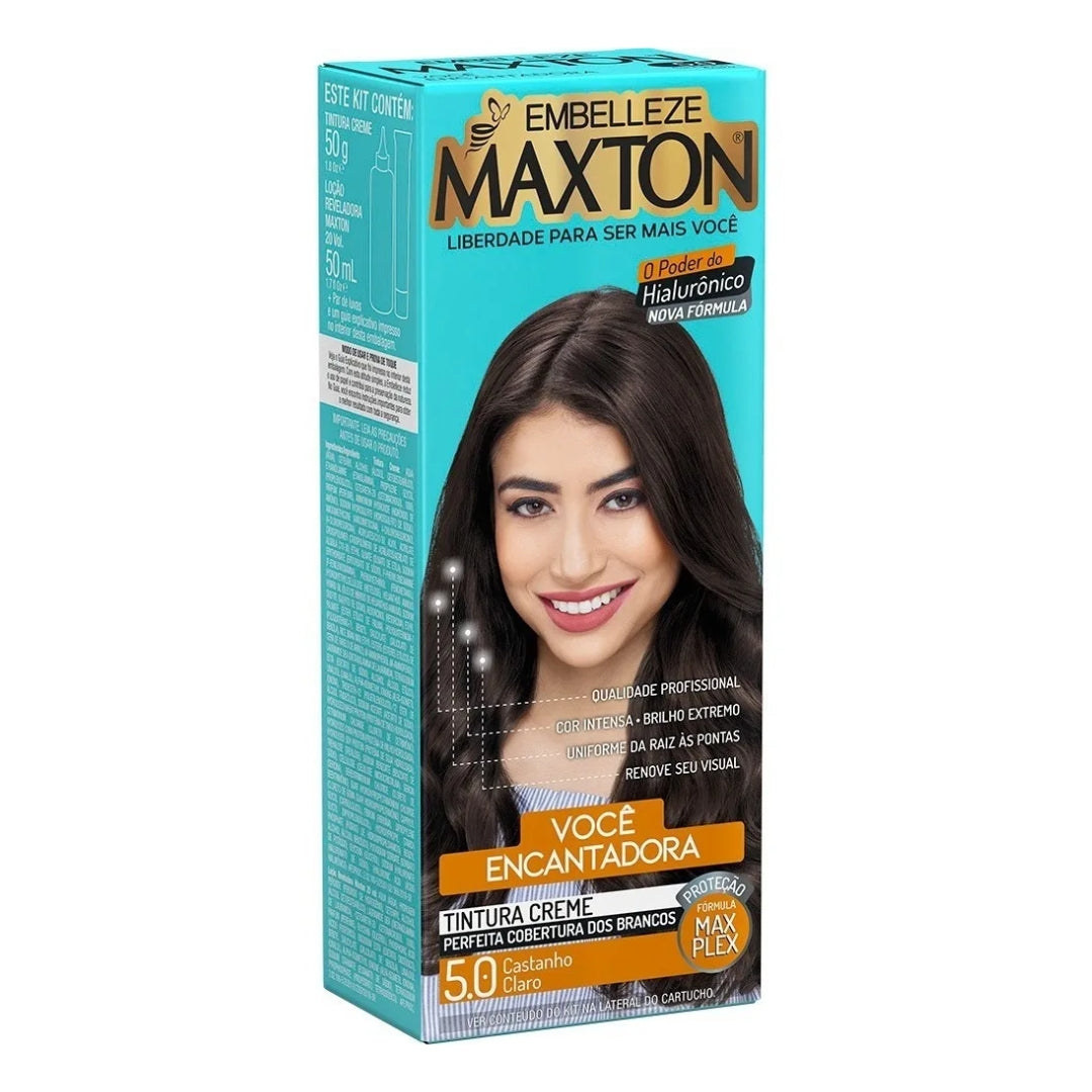 Lot of 3 Cream Dye 5.0 Light Brown Brunette Hair Color Toning Tint 50g Maxton