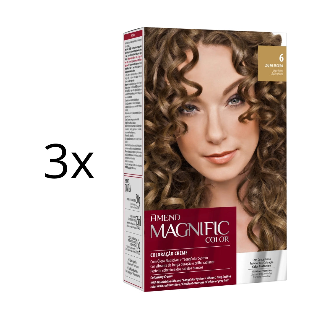 Lot of 3 Magnific Color Cream Dye 6 Dark Blonde Hair Tint Toning Amend