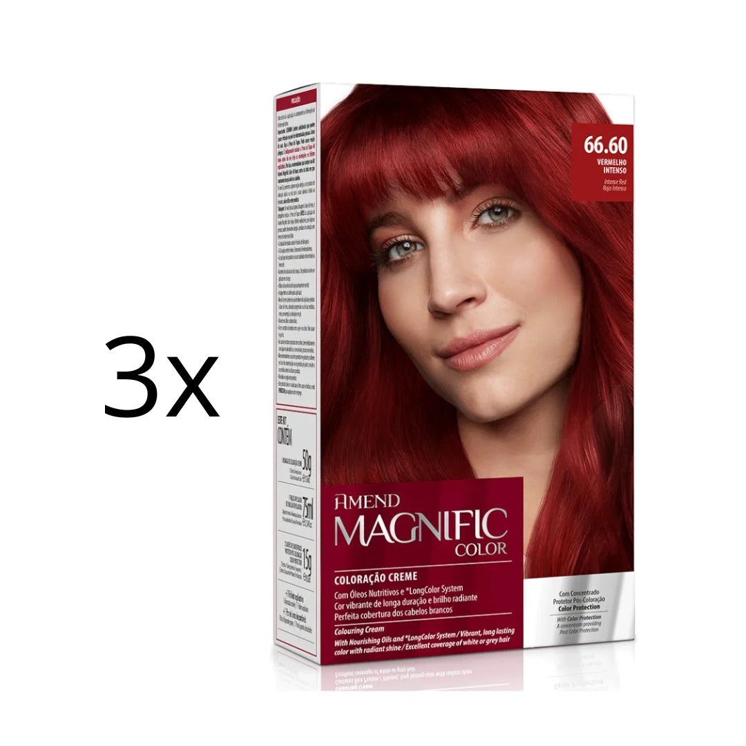 Lot of 3 Magnific Color Cream Dye 66.60 Intense Red Hair Tint Toning Amend