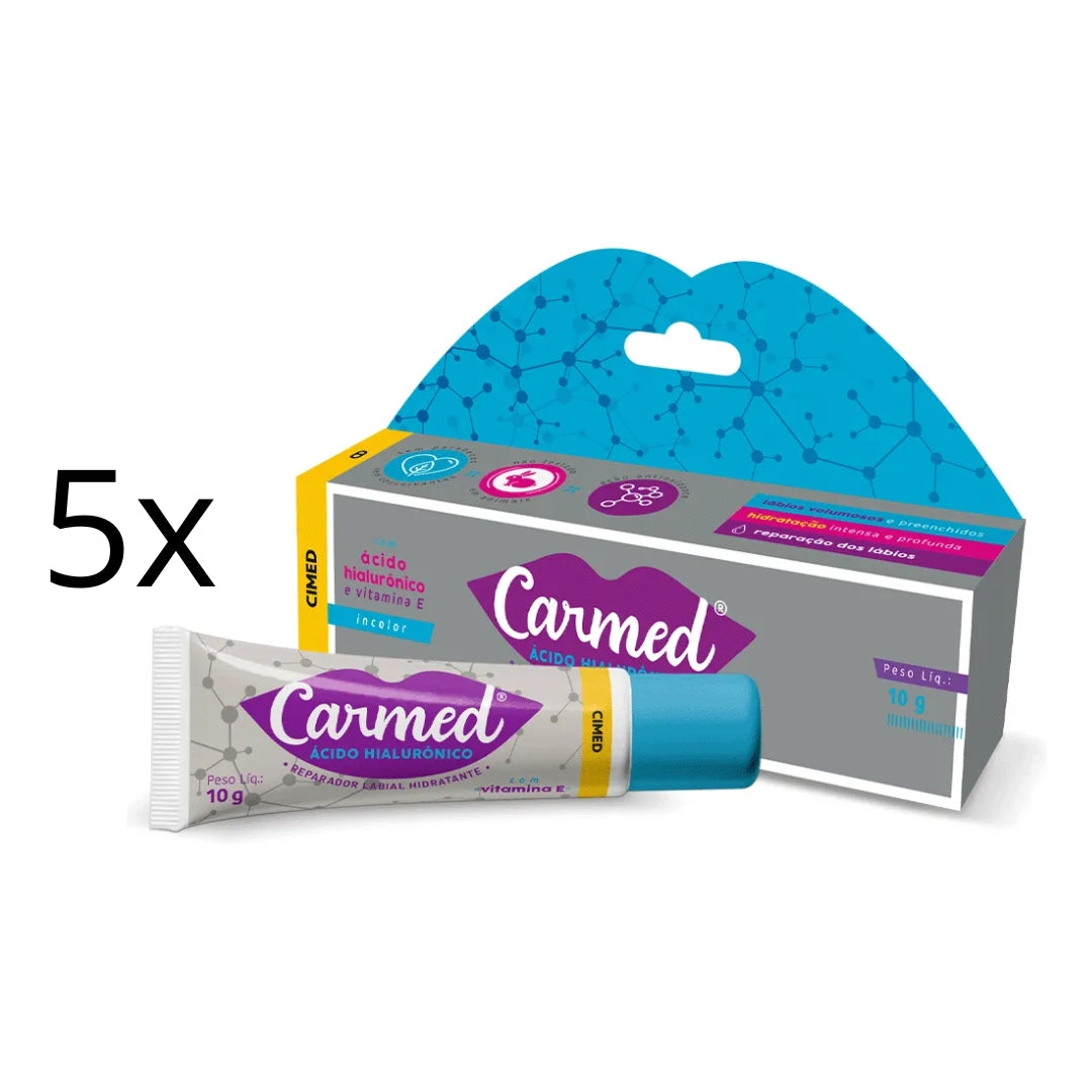 Lot of 5 Cimed Carmed Hyaluronic Acid Incolor Lip Gloss Moisturizer 10g Vegan