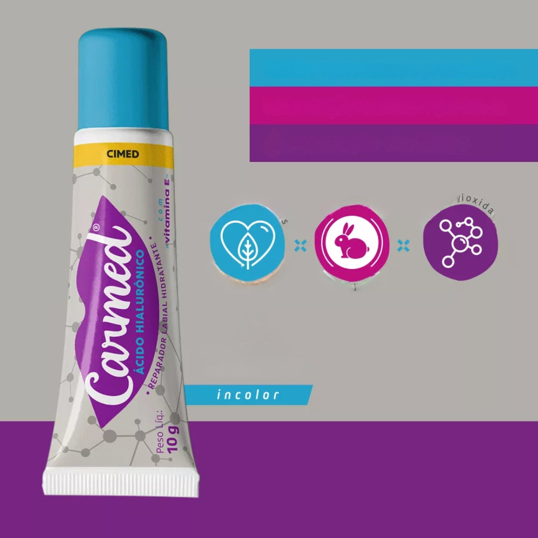 Lot of 5 Cimed Carmed Hyaluronic Acid Incolor Lip Gloss Moisturizer 10g Vegan