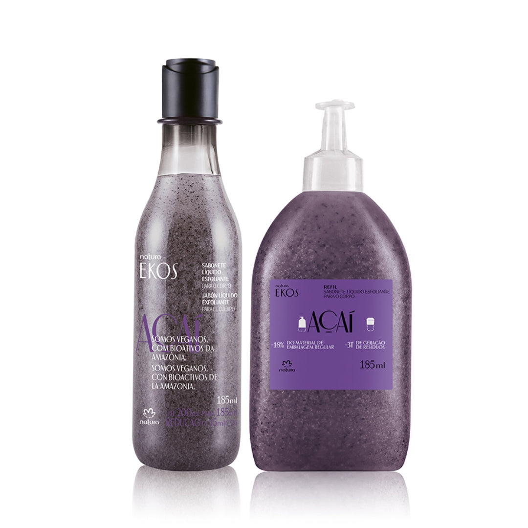 Ekos Acai Exfoliating Liquid Soap + Refill 2x 185ml Natura Daily Skin Care