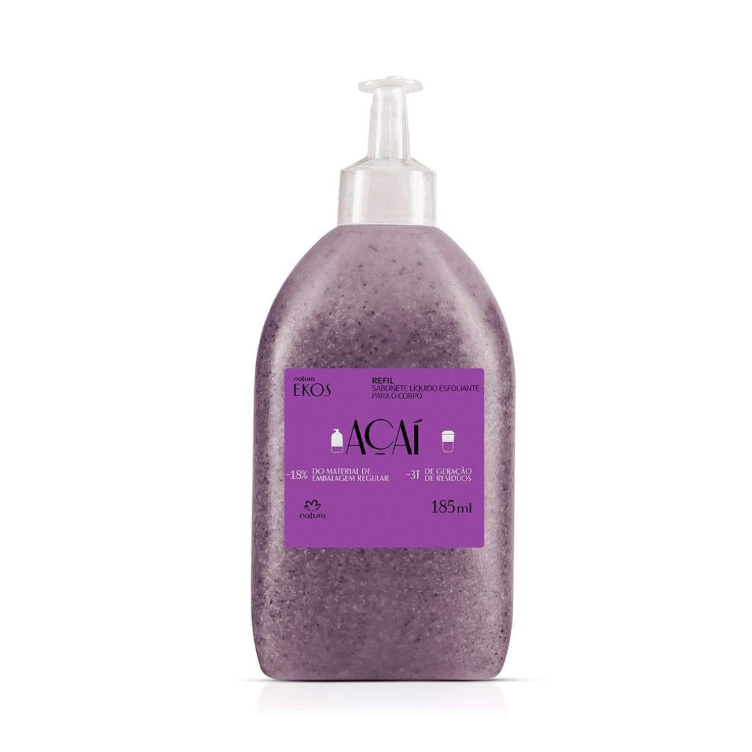 Ekos Acai Exfoliating Liquid Soap + Refill 2x 185ml Natura Daily Skin Care