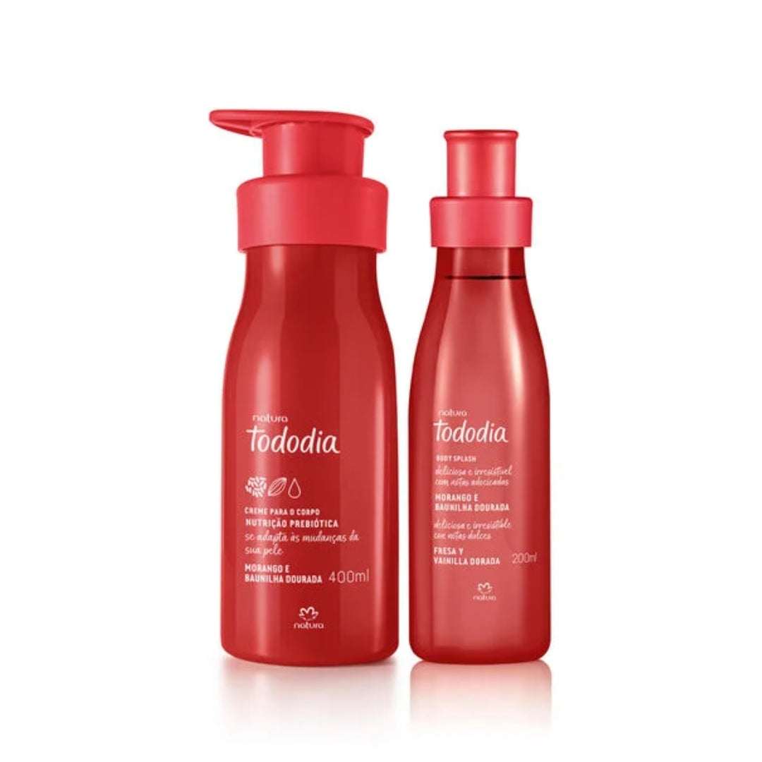 Natura Todo Dia Strawberry and Golden Vanilla Body Splash & Moisturizer Kit