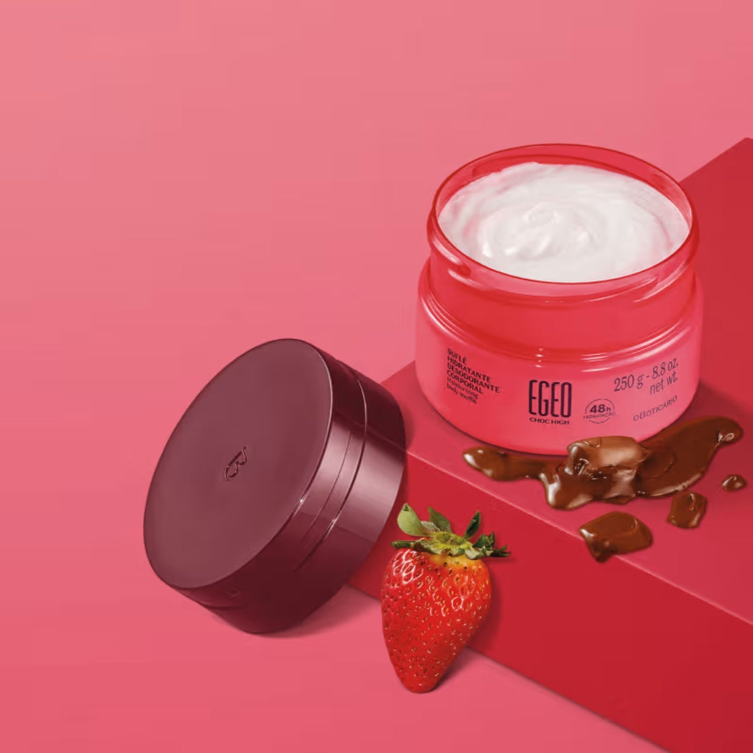 Egeo Choc High Soufflé Chocolate Strawberry Moisturizing Cream 250g o Boticário