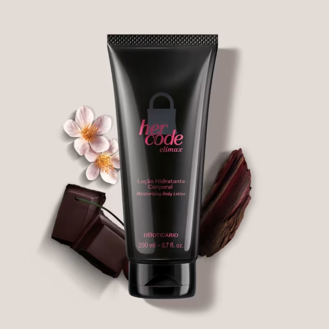 Her Code Clímax Lotion Chocolate Noir Sandalwood Moisturizer 200ml o Boticário