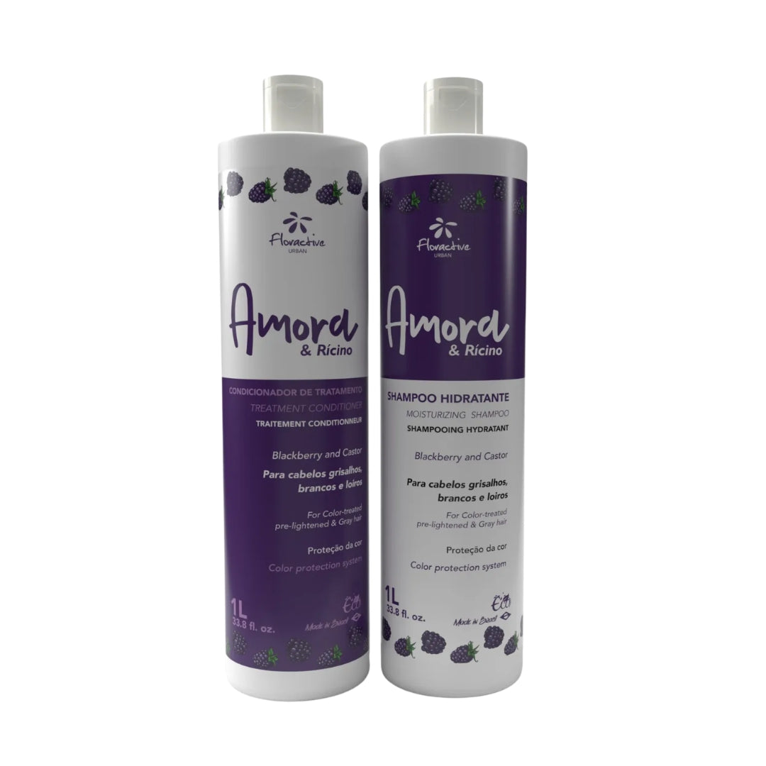 Amora Blackberry Castor Shampoo & Conditioner Blonde Hair Care Set Floractive