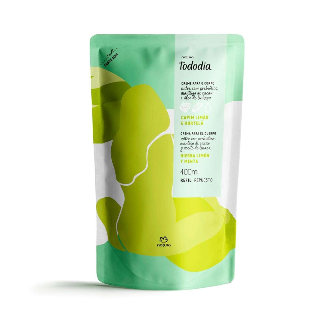 Todo Dia Nourishing Body Deodorant Cream Lemongrass Mint 400ml Natura