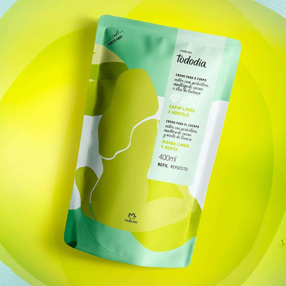 Todo Dia Nourishing Body Deodorant Cream Lemongrass Mint 400ml Natura
