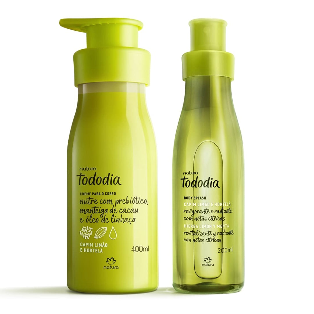 Todo Dia Lemongrass Mint Body Moisturizing Cream Body Splash Kit Natura
