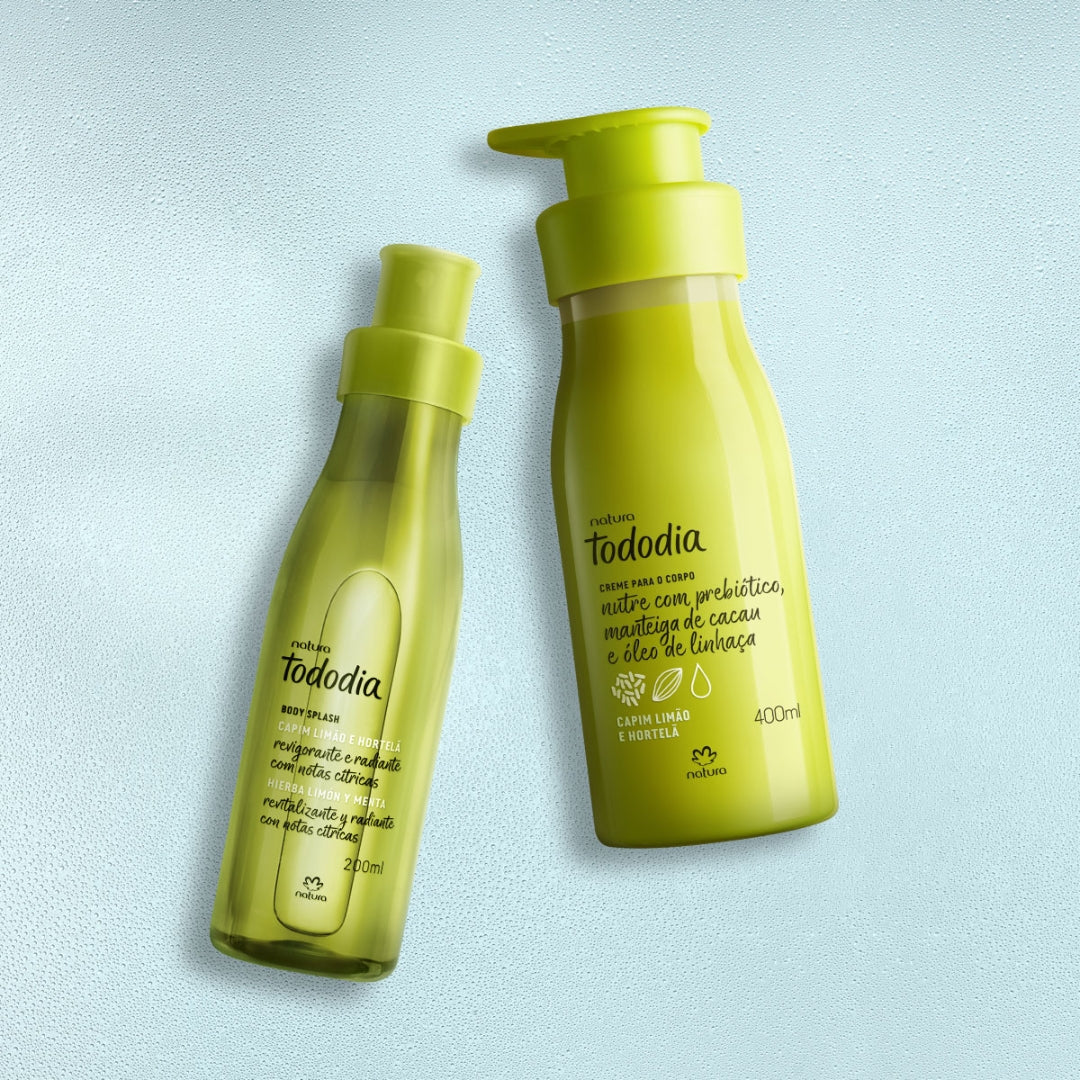 Todo Dia Lemongrass Mint Body Moisturizing Cream Body Splash Kit Natura