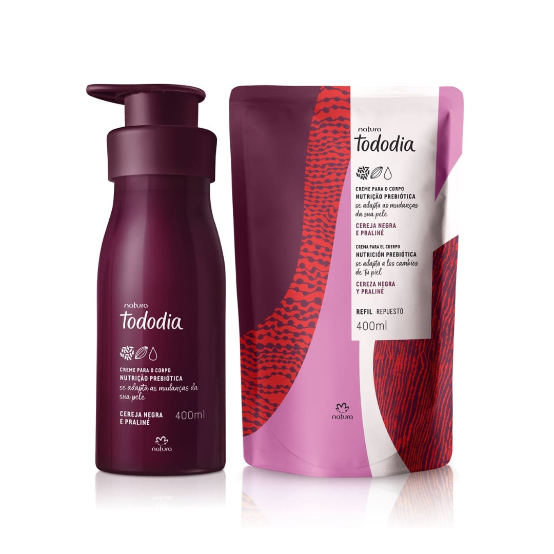 Todo Dia Black Cherry Praline Body Nourishing Cream + Refill Kit Natura