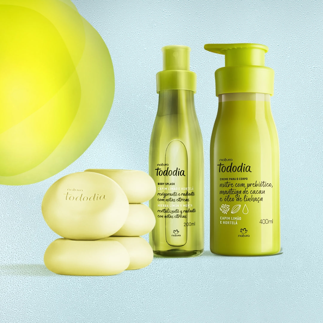 Todo Dia Lemongrass Mint Body Splash Cream Bar Soap Kit Natura