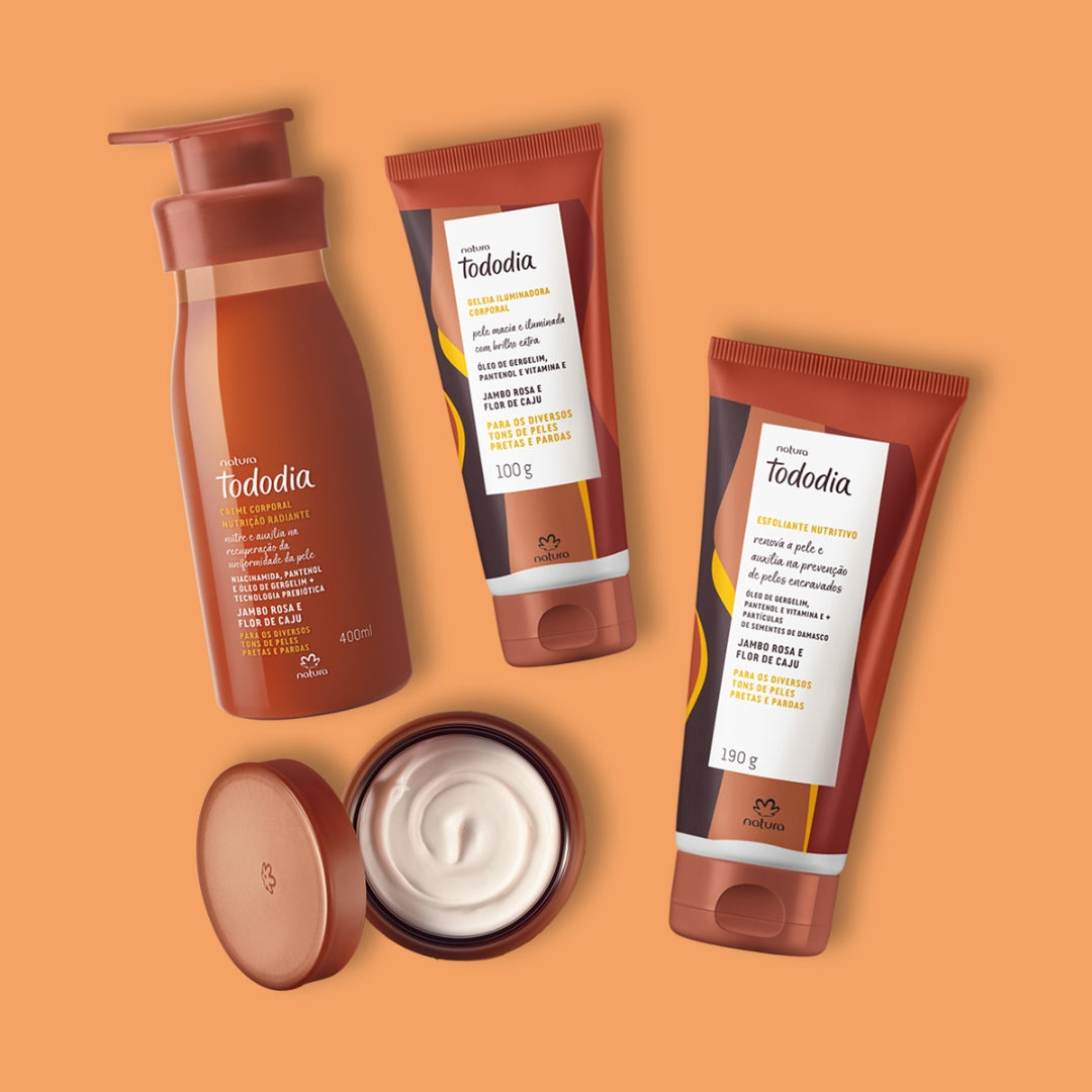 Todo Dia Pink Jambo Cashew Flower Body Cream Scrub Jelly Kit Natura