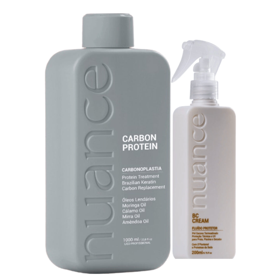 Carbon Protein Progressive Brush Hair Straightener + BC Cream Kit Nuance