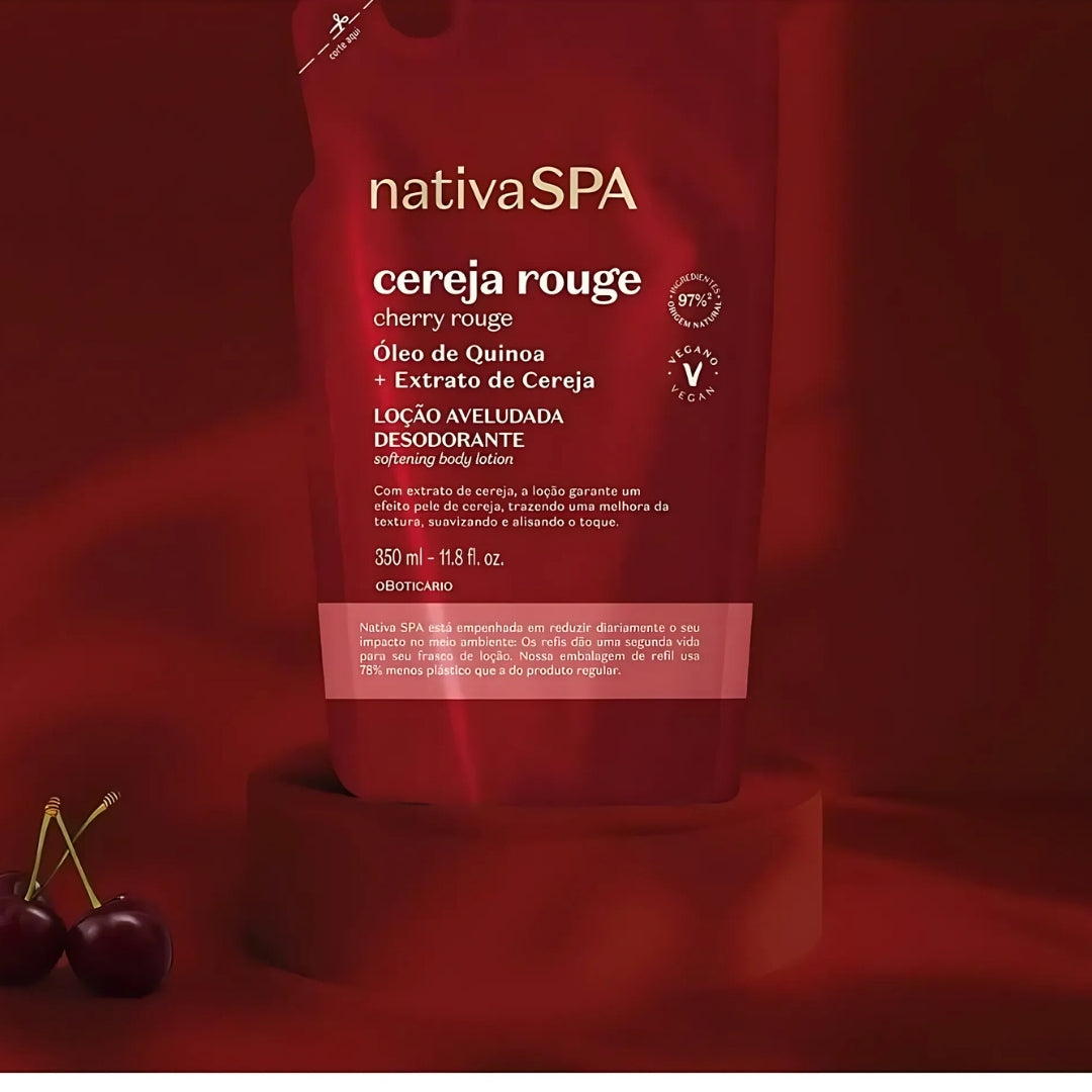 Nativa Spa Refill Velvety Lotion Cherry Rouge Body Skin Care 350ml O Boticário