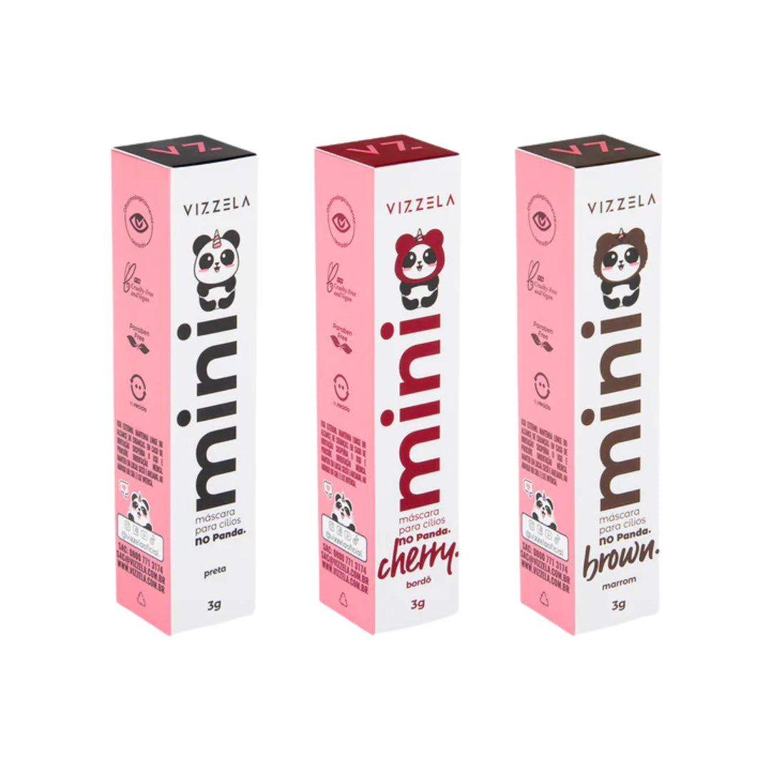 No Panda Eye Mascara Black Brown Cherry Colors Kit 3x 3g Vizzela Makeup