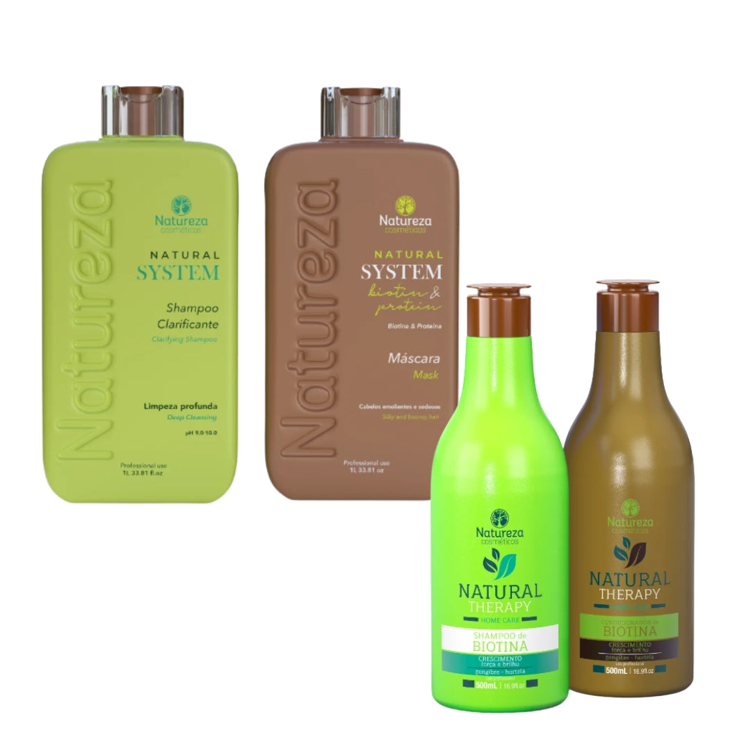 Natureza Natural Therapy Biotin Hair Treatment + Maintenance Home Care Kit