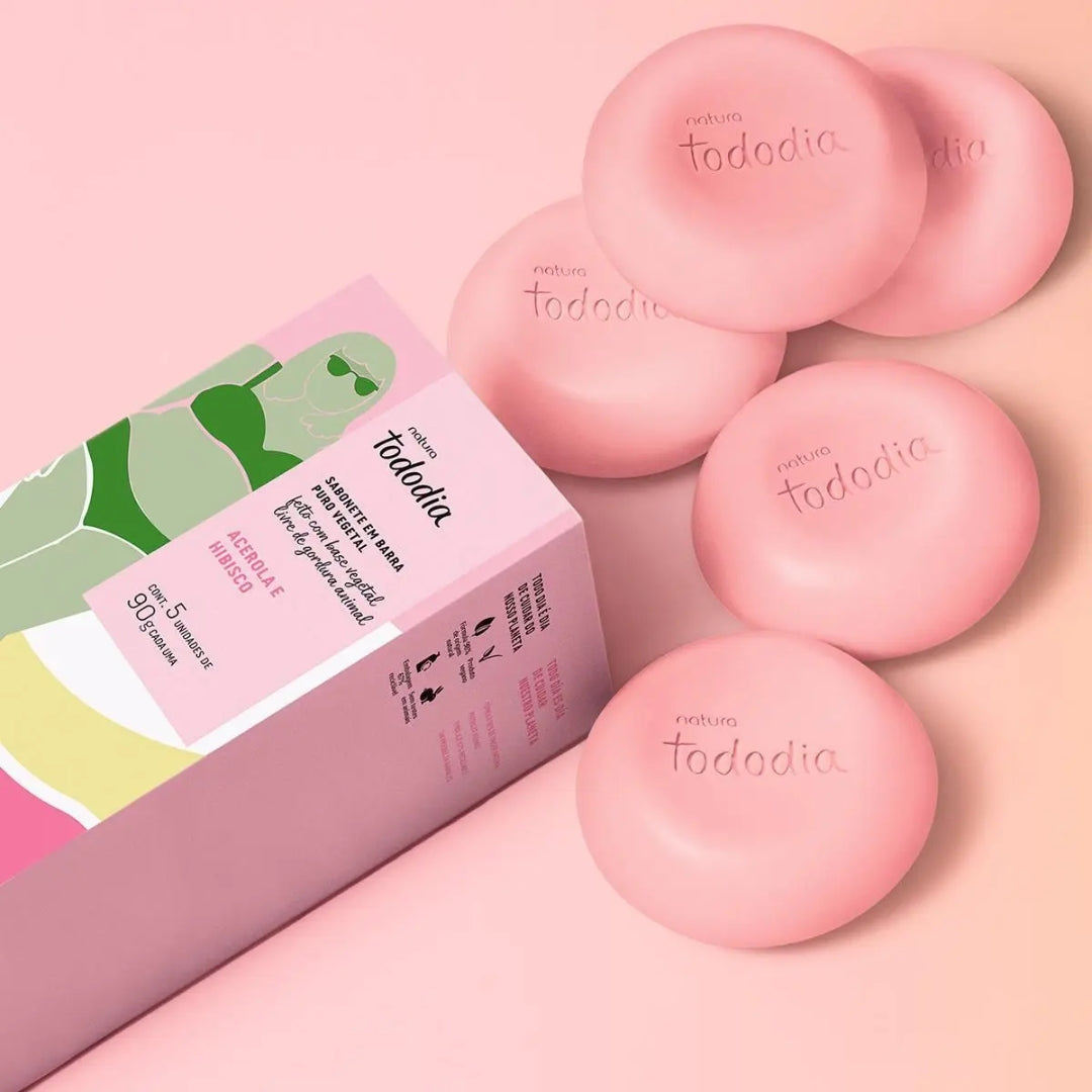 Todo Dia Acerola and Hibiscus Body Splash Cream Bar Soap Kit Natura