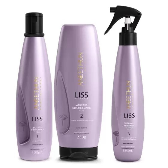 Kit cheveux anti-frisottis Long-lasting Smooth Liss System 3 Itens - Aneethun