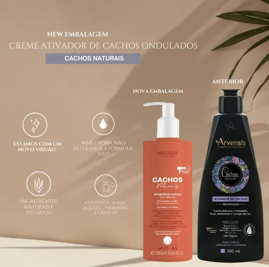 Cachos Naturais Curls Activator Wavy Curly Hair Maintenance 300ml Arvensis