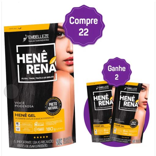 24 x Hene Gel Naturel Noir Rena Naturalmente Poderosa