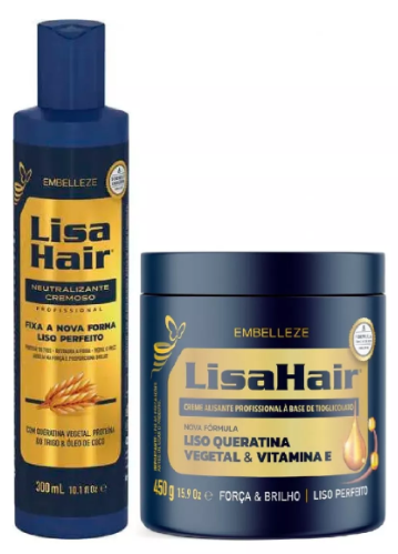 Crème lissante à la kératine Lisa Hair + kit neutralisant Embelleze