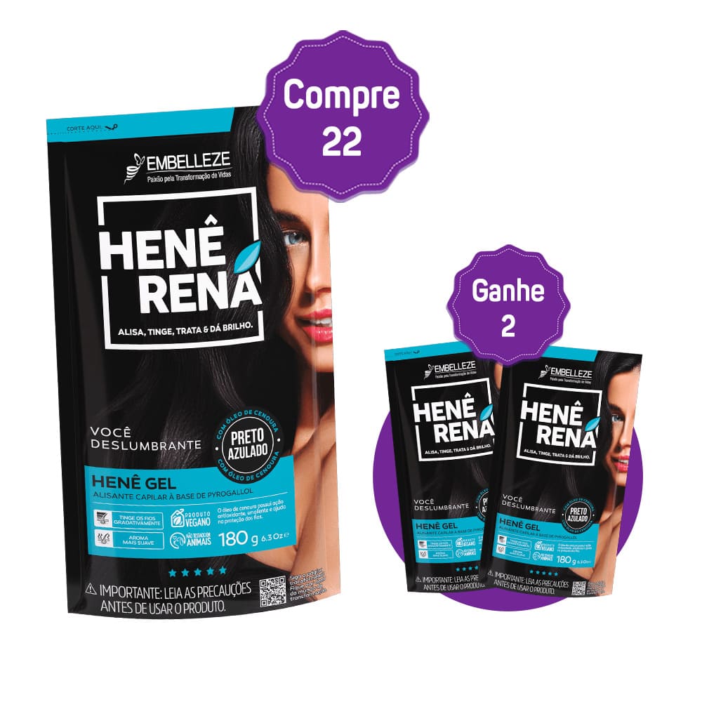 24 x Noir Rena Embelleze Hene Gel Cabelo Preto Azulado