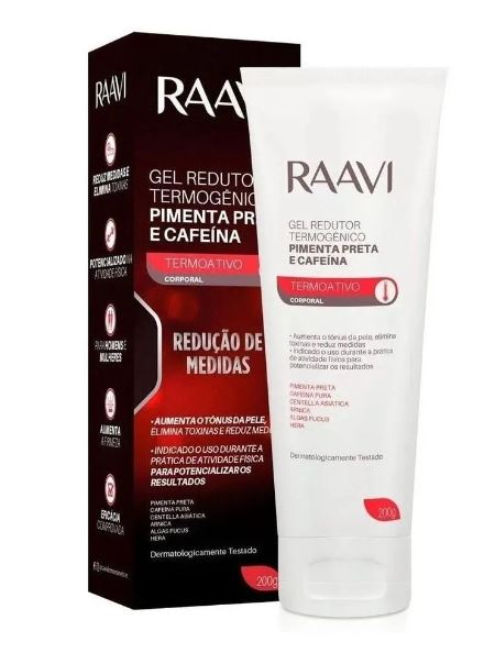 Gel corporel thermogénique activateur réducteur au poivre noir et à la caféine 200 g Raavi