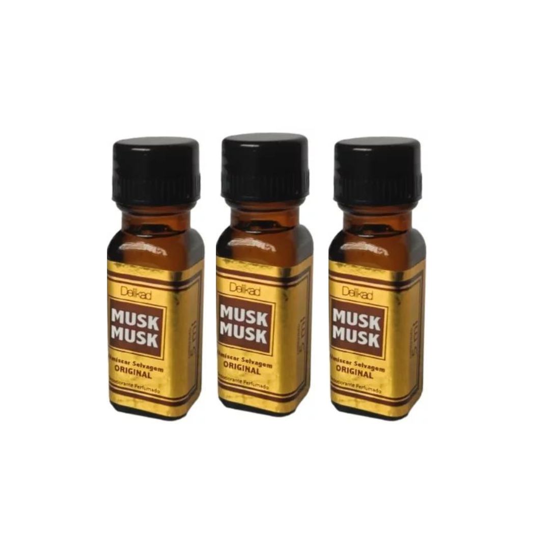 Lot of 3 Musk Musk Wild Musk Perfumed Oil Fragance Deo Parfum 5ml