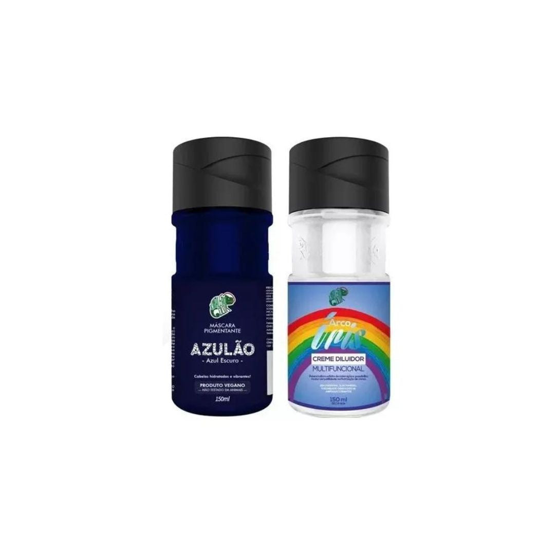 Kit de coloration capillaire à pigments teintés bleus Azulao + crème diluante 2x 150 ml Kamaleao