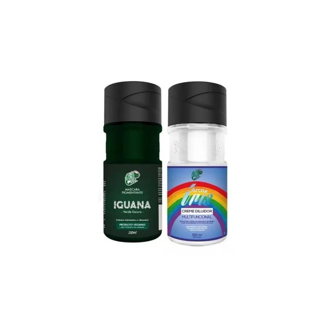 Kit de coloration capillaire pigmentée vert iguane + crème diluante 2x 150 ml Kamaleao