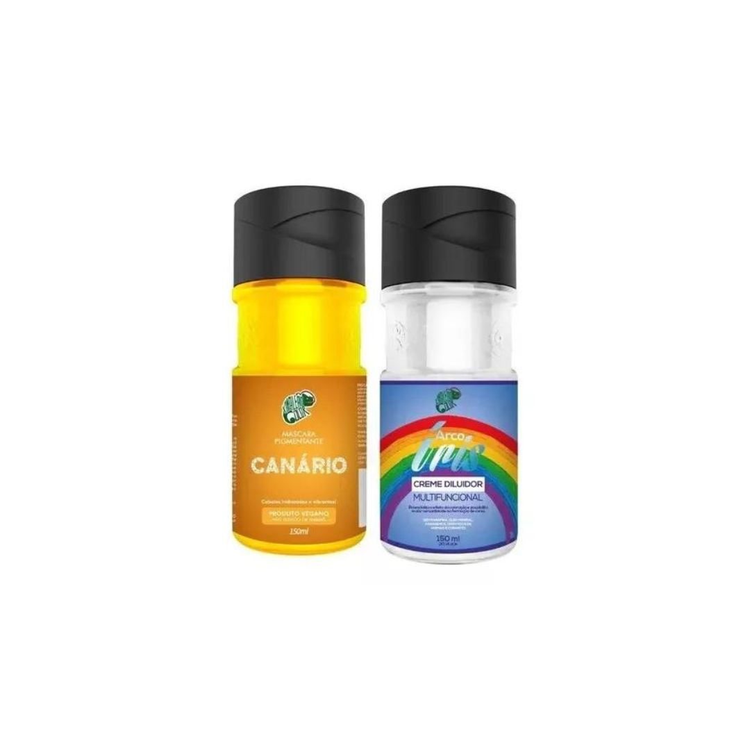 Kit de coloration capillaire avec pigment teinté jaune Canario + crème diluante 2x 150 ml Kamaleao