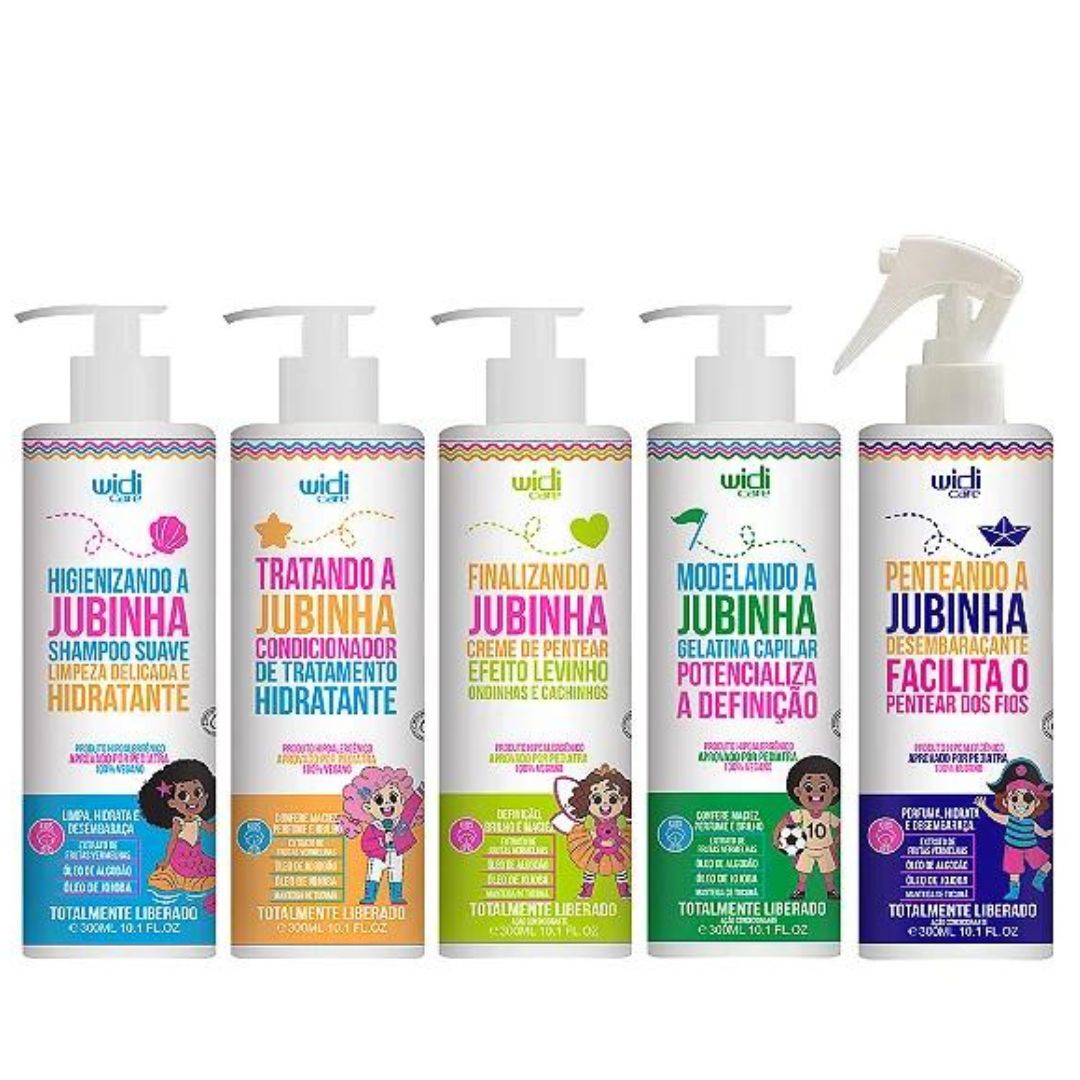 Jubinha Levinho Kit de traitement d'hydratation pour cheveux bouclés ondulés 5x 300 ml Widi Care