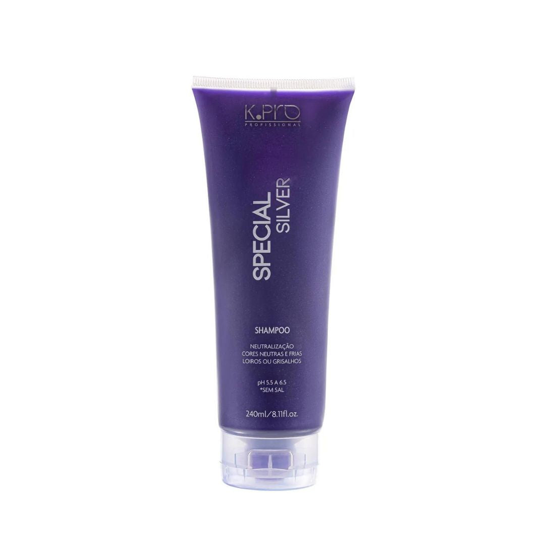 Shampoing spécial argenté pour cheveux blonds décolorés et gris, traitement de coloration 240 ml K.Pro