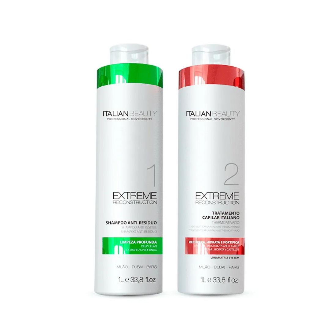 Extreme Reconstruction Progressive Brush Hair Straightening Kit 2x 1L Italian Beauty