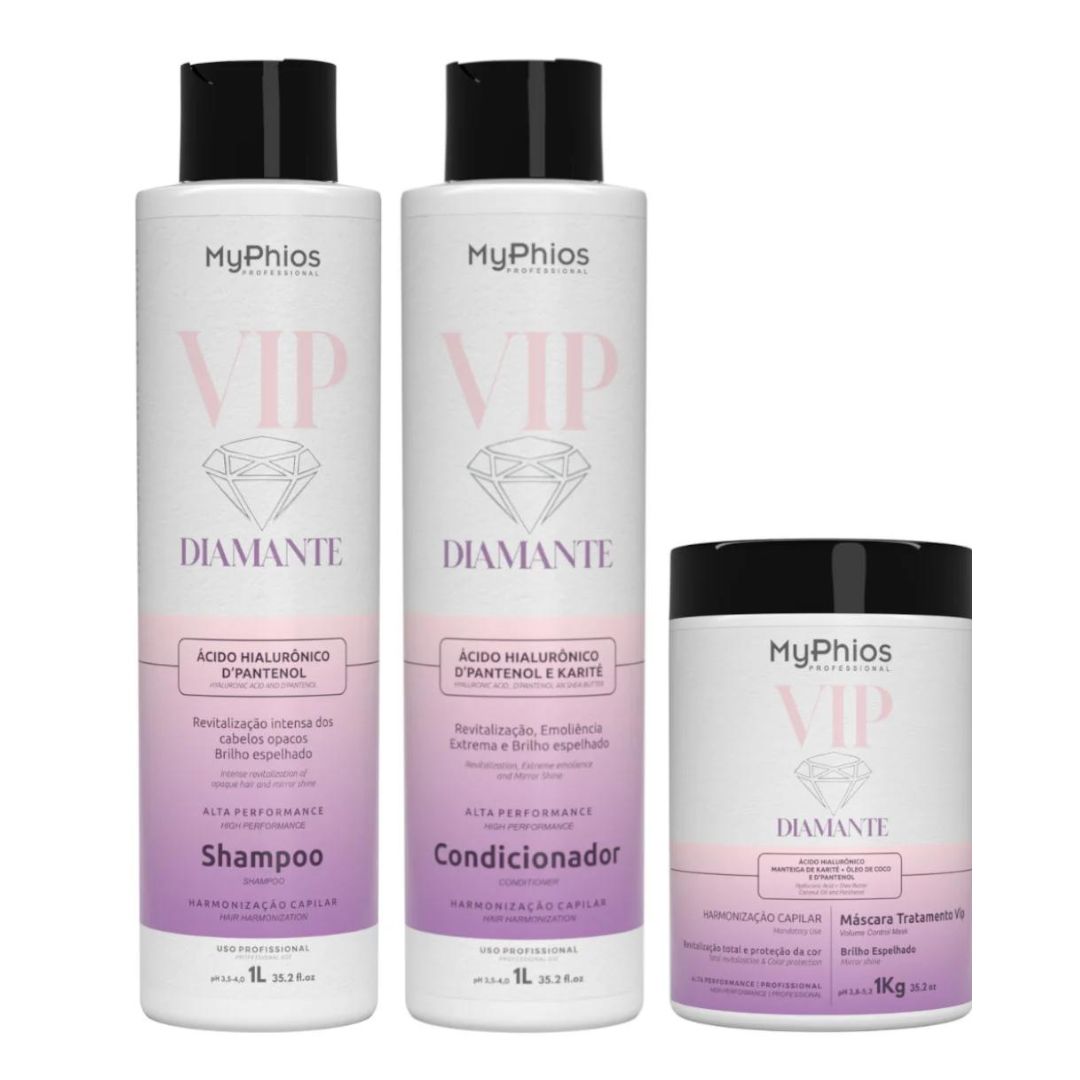 Kit de traitement VIP Diamond Shampooing + Après-shampoing + Masque 3x 1L My Phios