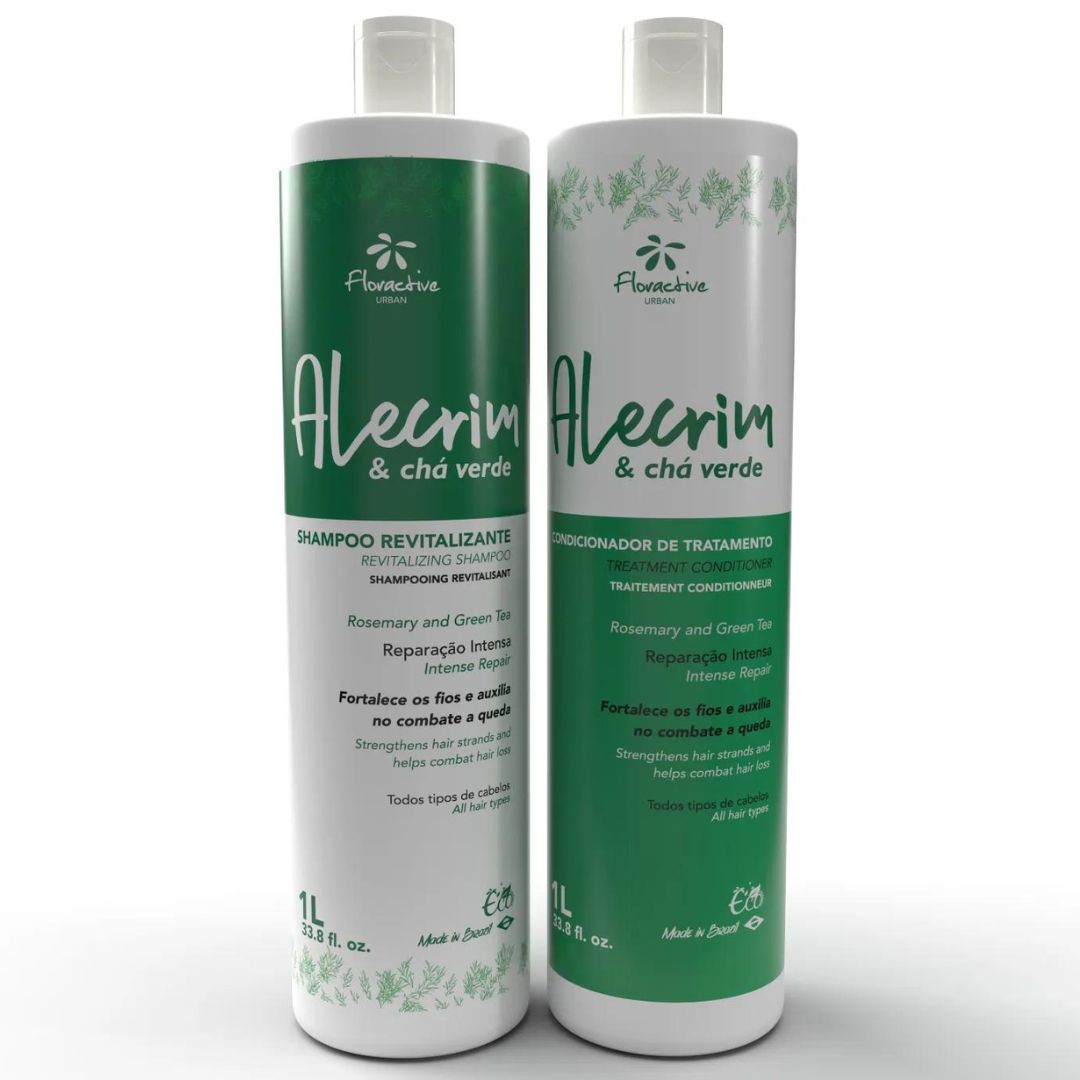 Kit de traitement capillaire 2x 1L Floractive au shampoing et au thé vert au romarin