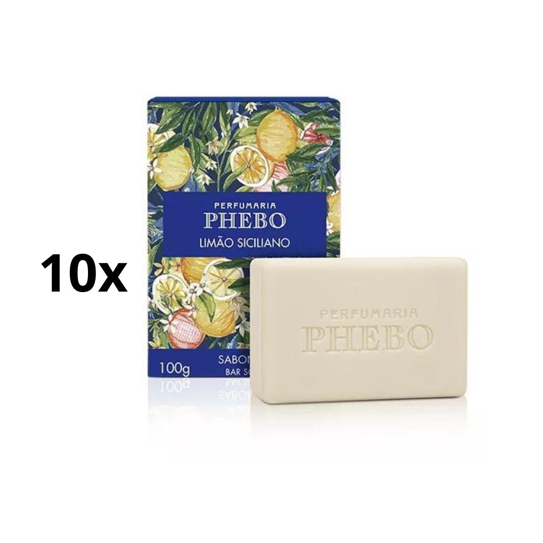 Lot de 10 savons crémeux nourrissants pour le corps Phebo au citron de Sicile 100 g